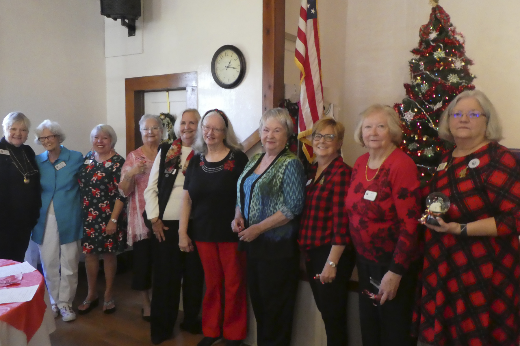 L-R: Florida GFWC President-Elect Dianne Forester, GFWC New Century Woman's Club Parliamentarian Lillian Jenkins, Historian Vickie Cox, Assistant Treasurer Shirley Macrides, Treasurer Barbara Webster, Reording Secretary Audry Copenhagen, orresponding Secretary Joyce Hallman, Second Vice President Bonnie Josey, First Vice President Patti Lamneck and President Fallier Milner.