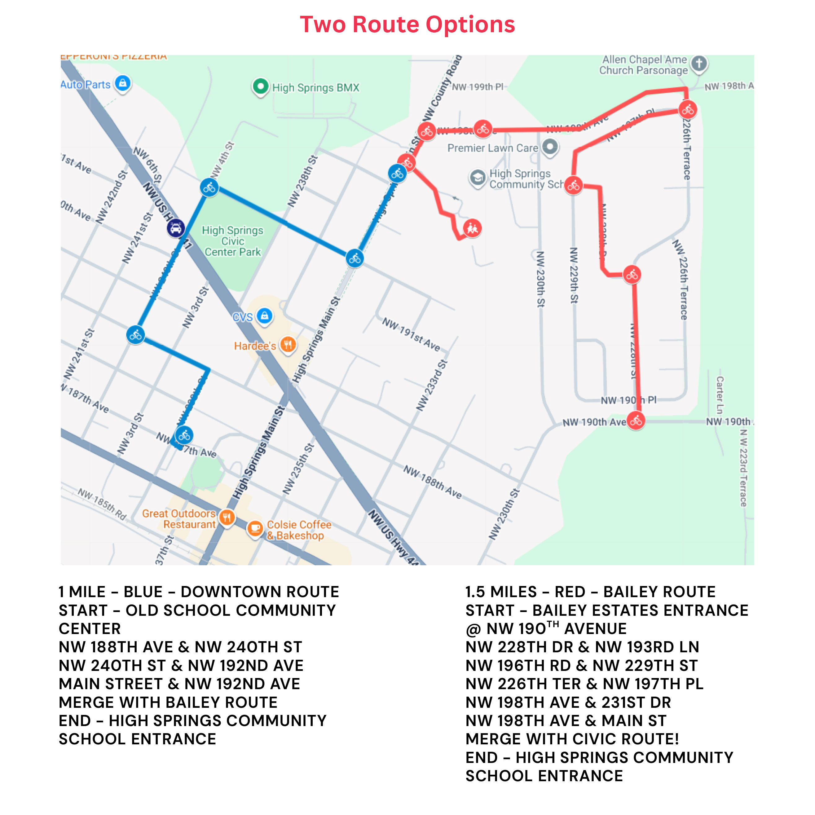 2026 High Springs Bike Bus Route Map 1Secondary
